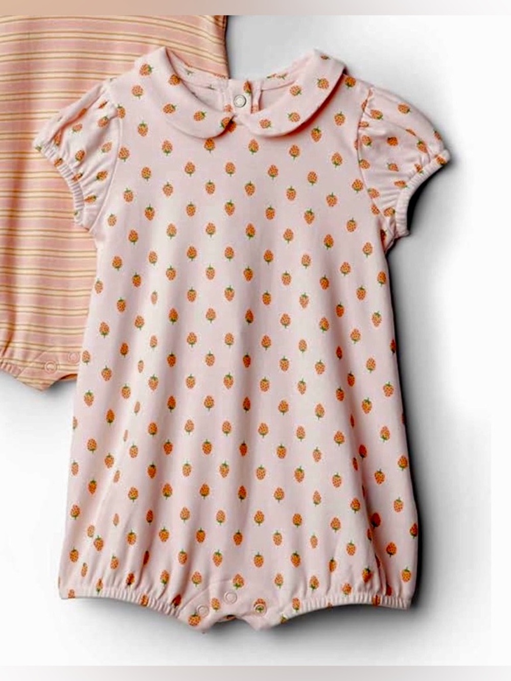 Amazon Essentials Pink Strawberry Print Bubble One-Piece